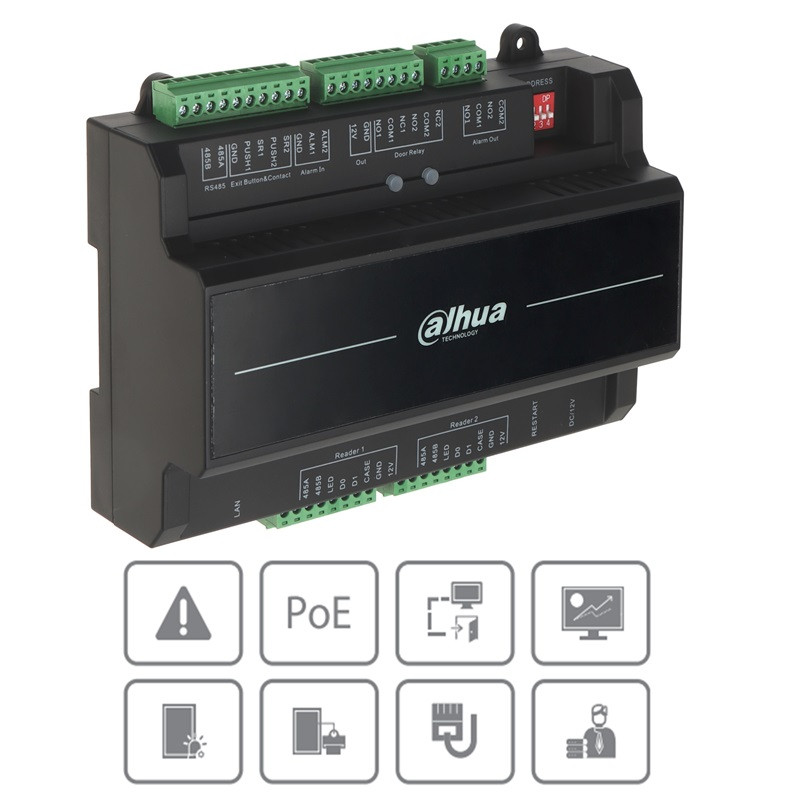 CONTROLADOR 2 PUERTAS POE TCP/IP, 2 RS485, 2 W26 Y W34