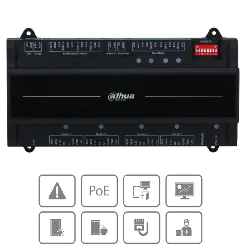 CONTROLADOR 4 PUERTAS POE TCP/IP, 2 RS485, 2 W26 Y W34