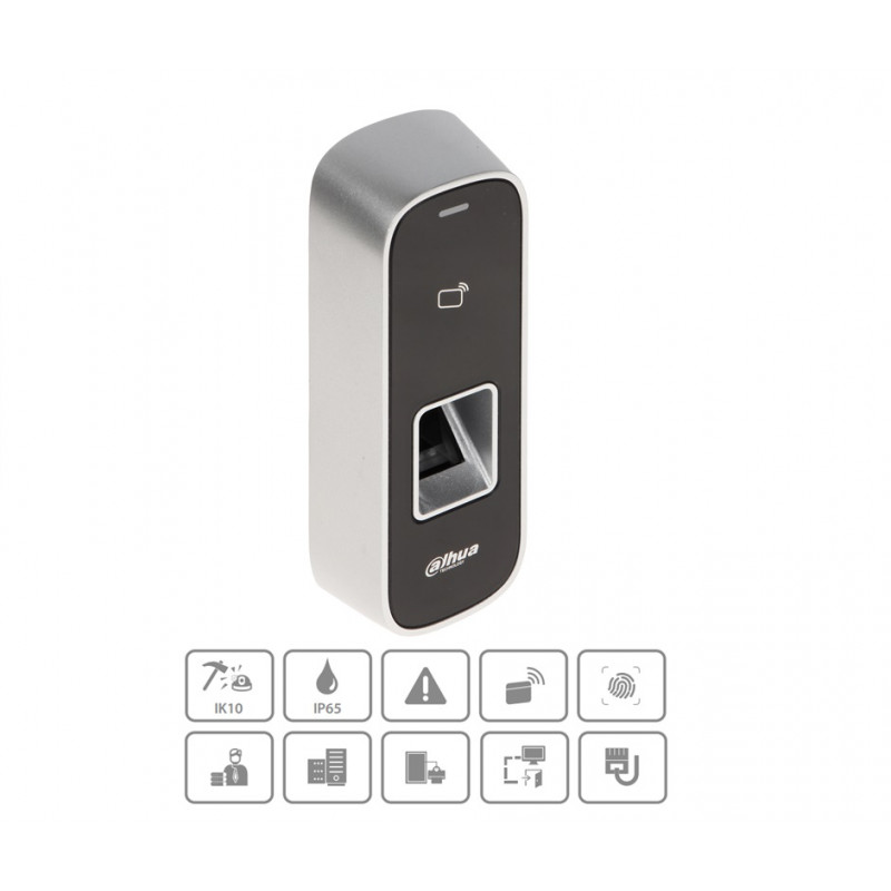 LECTOR STANDALONE EXTERIOR DAHUA HUELLA TARJETA 125KH IP65 IK10