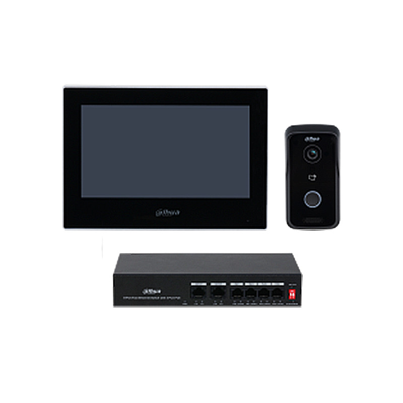 KIT VIDEO PORTERO IP MONITOR 7" POE IP65 INC. SWITCH