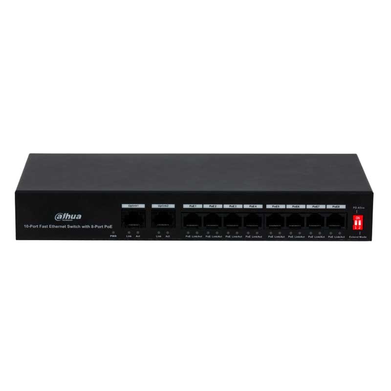 SWITCH DAHUA 8 POE + 2P 65W