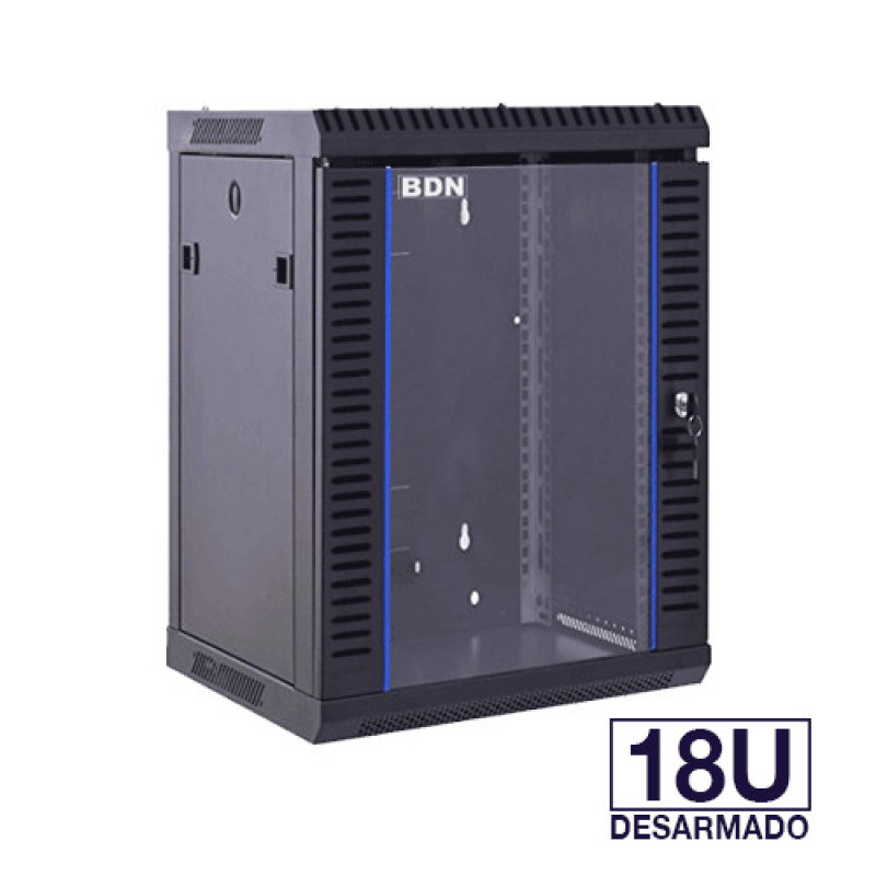 GABINETE RACK 18U PARED NEGRO 60CM