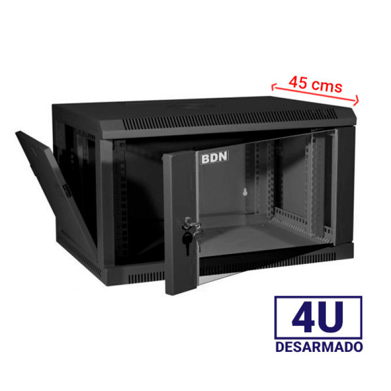 GABINETE RACK 4U BDN 45CM PARED NEGRO