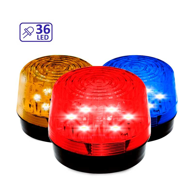 BALIZA ESTROBOSCOPICA 9~24VDC ROJA AZUL AMARILLA 