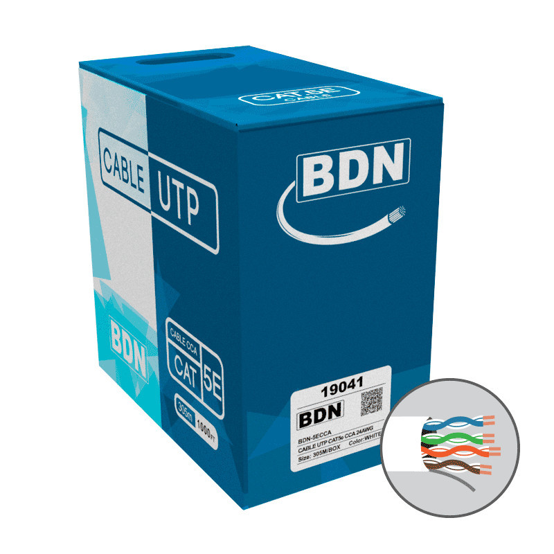 BDN CABLE U-UTP CAT5E CCA 24AWG BLANCO 305M