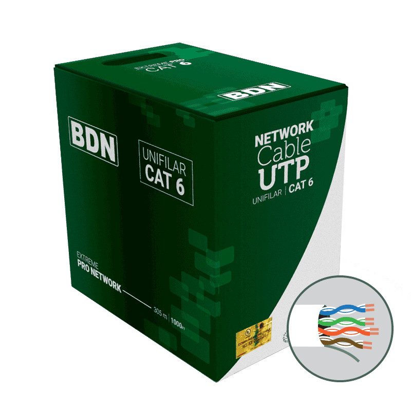 BDN CABLE U-UTP CAT6 COBRE CE 24AWG BLANCO 305M