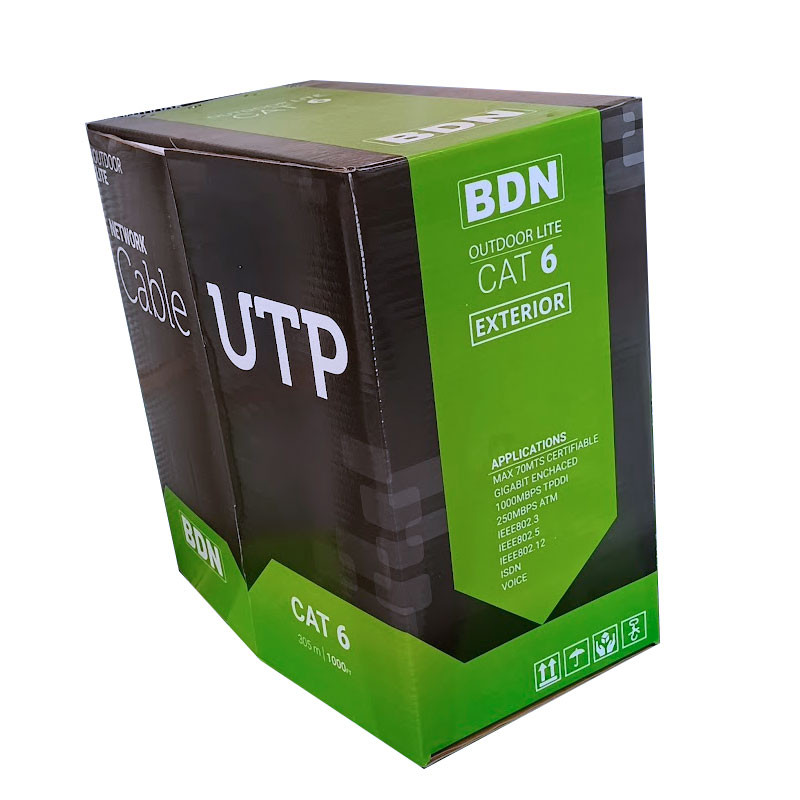 BDN CABLE U-UTP CAT6 EXTERIOR COBRE 23AWG NEGRO 305M