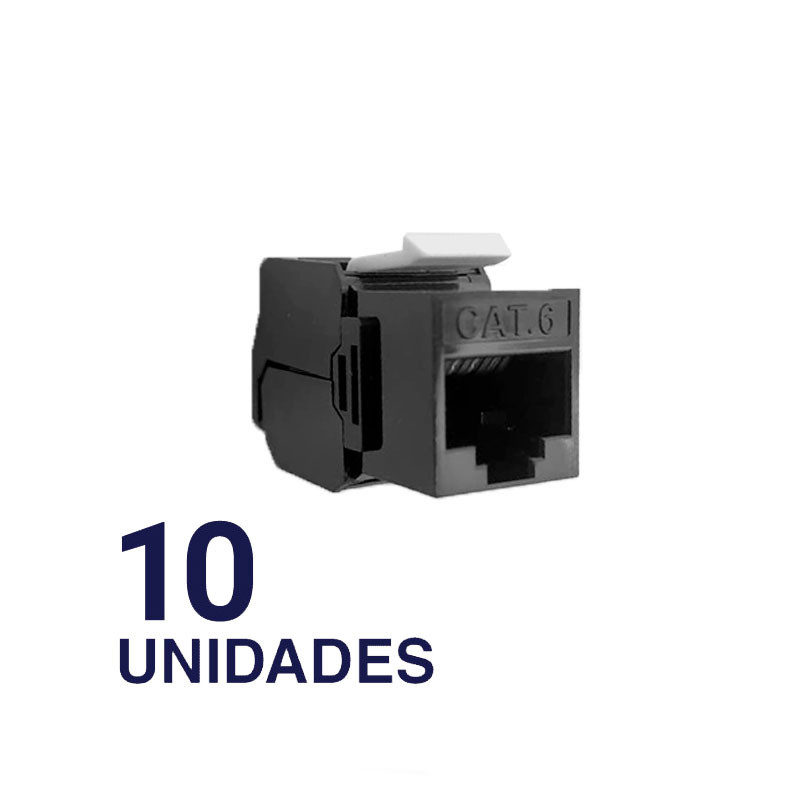 CONECTOR HEMBRA RJ45 CAT6 NEGRO BDN KEYSTONE 180G 10UNID