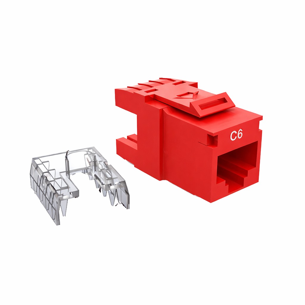 CONECTOR HEMBRA RJ45 CAT6 GIGALAN 90-180 ROJO