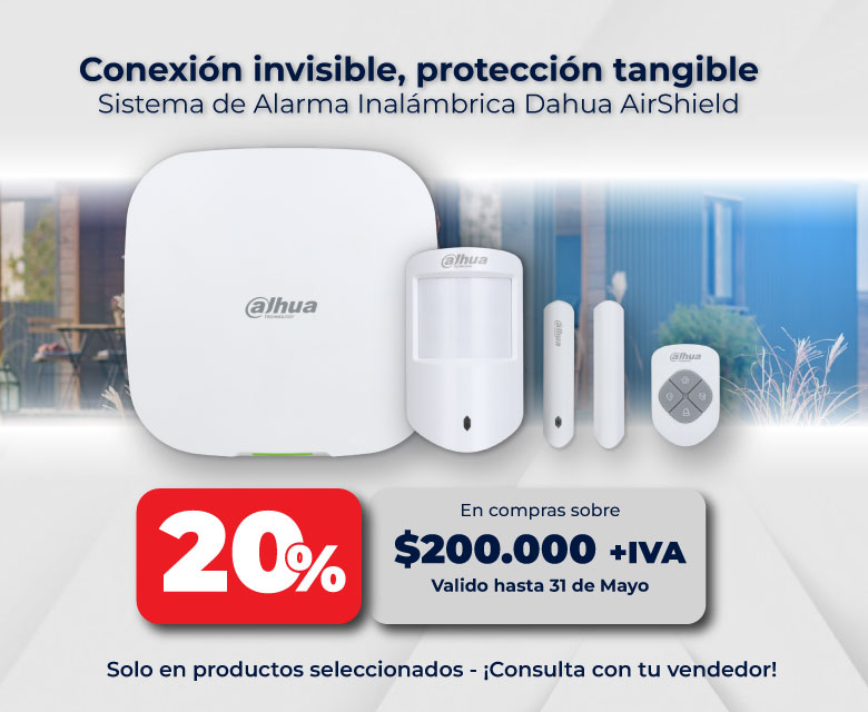 20% de descuento en compra sobre 200.000 en productos seleccionados alarmas dahua